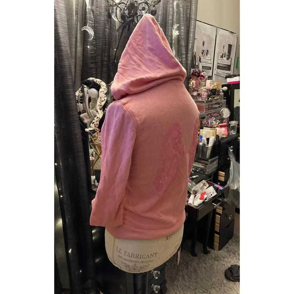 Victoria's Secret VS Angel Wing Hoodie Xs Barbie pink/pink rhinestone sweatshirt